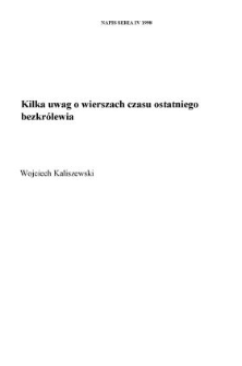 Kilka uwag o wierszach czasu ostatniego bezkrólewia