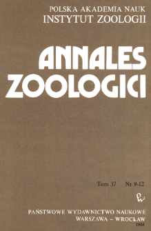 Annales Zoologici - Strony tytułowe, spis treści, nr 9-12 (1984)