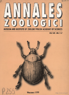 Annales Zoologici - Strony tytułowe, spis treści - t. 49, nr. 1-2 (1999)