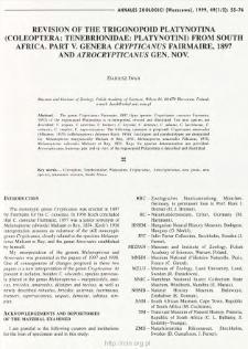 Revision of the trigonopoid Platynotina (Coleoptera: Tenebrionidae: Platynotini) from South Africa. Part 5, Genera Crypticanus Fairmaire, 1897 and Atrocrypticanus gen. nov.