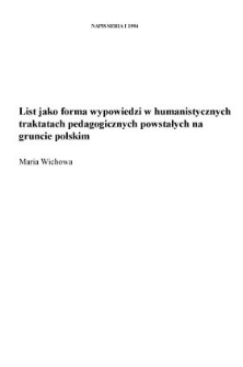 List jako forma wypowiedzi w humanistycznych traktatach pedagogicznych powstałych na gruncie polskim