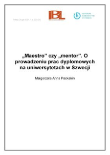 "Maestro" czy "mentor". O prowadzeniu prac dyplomowych na uniwersytetach w Szwecji