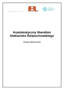 Arystokratyczny liberalizm Aleksandra Świętochowskiego