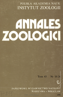 Annales Zoologici - Strony tytułowe, spis treści - t. 43, nr. 18-26 (1990)