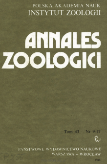 Annales Zoologici - Strony tytułowe, spis treści - t. 43, nr. 9-17 (1990)
