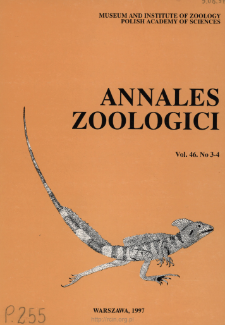 Annales Zoologici - Strony tytułowe, spis treści - t. 46, nr. 3-4 (1997)