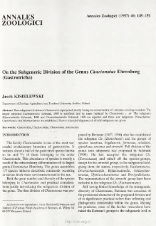 On the subgeneric dvision of genus Chaetonotus Ehrenberg (Gastrotricha)