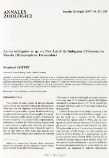 Lasius nitidigaster n. sp. - a new ant of the Subgenus Chthonolasius Ruzsky (Hymenoptera: Formicidae)