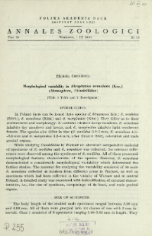 Morphological variability in Streptanus aemulans (KBM.) (Homoptera, Cicadellidae)
