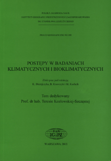 Postępy w badaniach klimatycznych i bioklimatycznych : zbiór prac = Progress in cllimatic and bioclimatic research