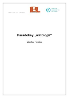 Paradoksy "watologii"