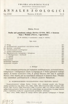 Studia nad gatunkami rodzaju Barbus CUVIER, 1817, z dorzecza Sanu i Wisłoki (Pisces, Cyprinidae)