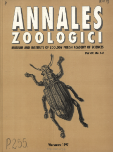Annales Zoologici - Strony tytułowe, spis treści - t. 47, nr. 1-2 (1997)