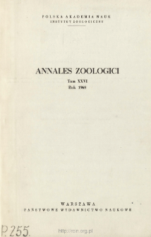 Annales Zoologici - Strony tytułowe, spis treści - t. 26 (1968)