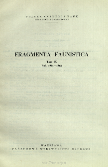 Fragmenta Faunistica - Strony tytułowe, spis treści - t. 9, nr. 1-28 (1961-1962)