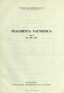 Fragmenta Faunistica - Strony tytułowe, spis treści - t. 10, nr. 1-34 (1962-1963)