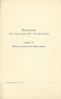 Materyały do fizyografii Krajowej, T. 40, część 4, 1907