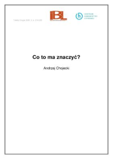 Co to ma znaczyć?