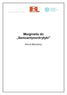 Marginalia do "Samoantysockrytyki"