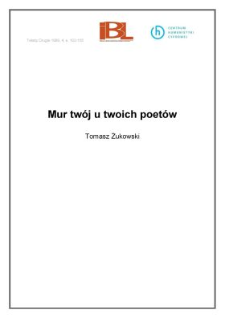 Mur tw&oacute;j u twoich poet&oacute;w
