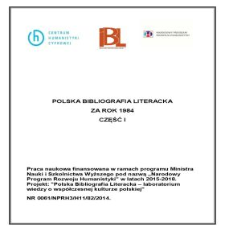 Polska Bibliografia Literacka za rok 1984, część I