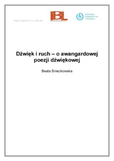Dźwięk i ruch &ndash; o awangardowej poezji dźwiękowej