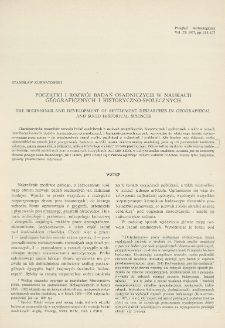 Początki i rozw&oacute;j badań osadniczych w naukach geograficznych i historyczno-społecznych