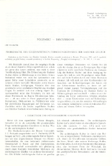 Problematik des gegenw&auml;rtigen Forschungsstandes der Badener Kultur