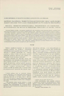 Gł&oacute;wne założenia teoretyczno-metodyczne oraz możliwości badań biologii populacji pradziejowych w Europie środkowej