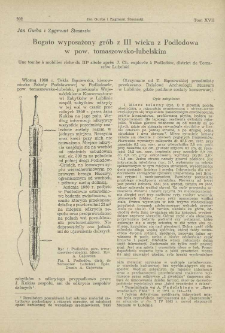 Bogato wyposażony grób z III wieku z Podlodowa w pow. tomaszowsko-lubelskim