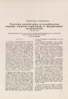 Technika obr&oacute;bki gliny w eneolitycznej osadzie ceramiki malowanej w Szypenicach na Bukowinie