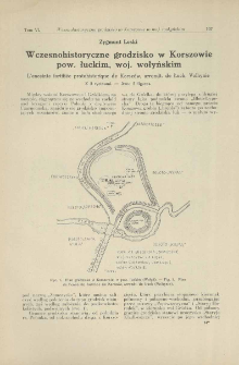 Wczesnohistoryczne grodzisko w Korszowie pow. łuckim, woj. wołyńskim