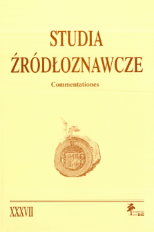 Studia Źródłoznawcze = Commentationes T. 37 (2000), Title pages, Contents