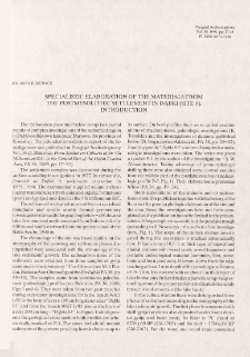 Specialistic elaboration of the materials from the postmesolithic settlement in Dąbki (site 9) : introduction