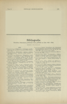 Bibljografja literatury dotyczącej prehistorji ziem polskich za lata 1921-1923