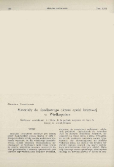 Materiały do środkowego okresu epoki brązowej w Wielkopolsce