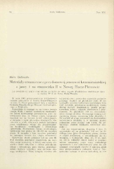 Materiały ceramiczne z przydomowej pracowni krzemieniarskiej z jamy 1 na stanowisku II w Nowej Hucie-Pleszowie