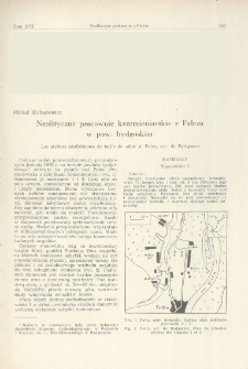Neolityczne pracownie krzemieniarskie z Pałcza w pow. bydgoskim