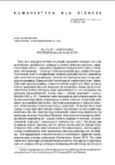 Kultura &ndash; gospodarka. Przestrzeń dla humanist&oacute;w
