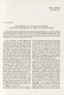 Les origines de la ville de Szczecin : questions historiques et r&eacute;alit&eacute; arch&eacute;ologique