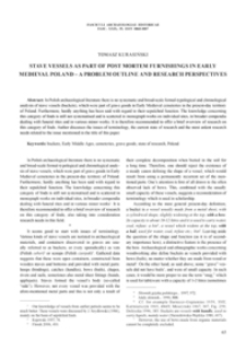 Stave vessels as part of post mortem furnishings in Early Medieval Poland &ndash; a problem outline and research perspectives