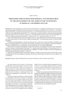 Professor Tadeusz Poklewski-Koziełł and the Research on the Development of the Agriculture Technology in Medieval and Modern Poland
