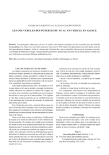 Les couvercles des poteries du XIe au XVIe si&egrave;cle en Alsace