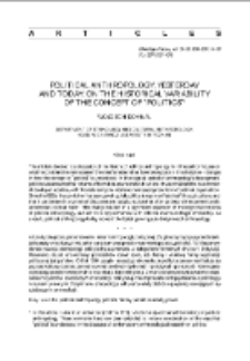 Political Anthropology, Yesterday and Today: on the Historical Variability of the Concept of “Politics”