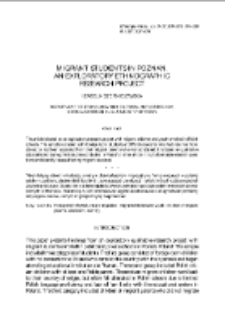 Migrant Pupils in Poznań. An Exploratory Ethnographic Research