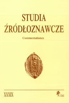 Studia Źródłoznawcze = Commentationes T. 39 (2001), Title pages, Contents
