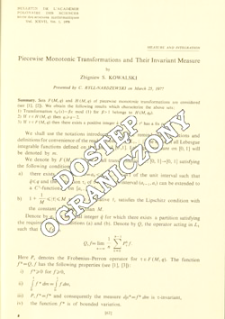 Piecewise monotonic transformations and their invariant measure