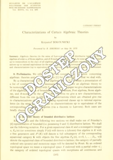 Characterizations of certain algebraic theories