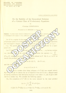 On the stability of the generalized solution of a certain class of evolutionary equations