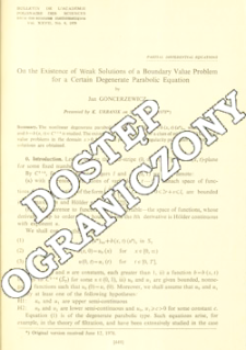 On the existence of weak solutions of a boundary value problem for a certain degenerate parabolic equation